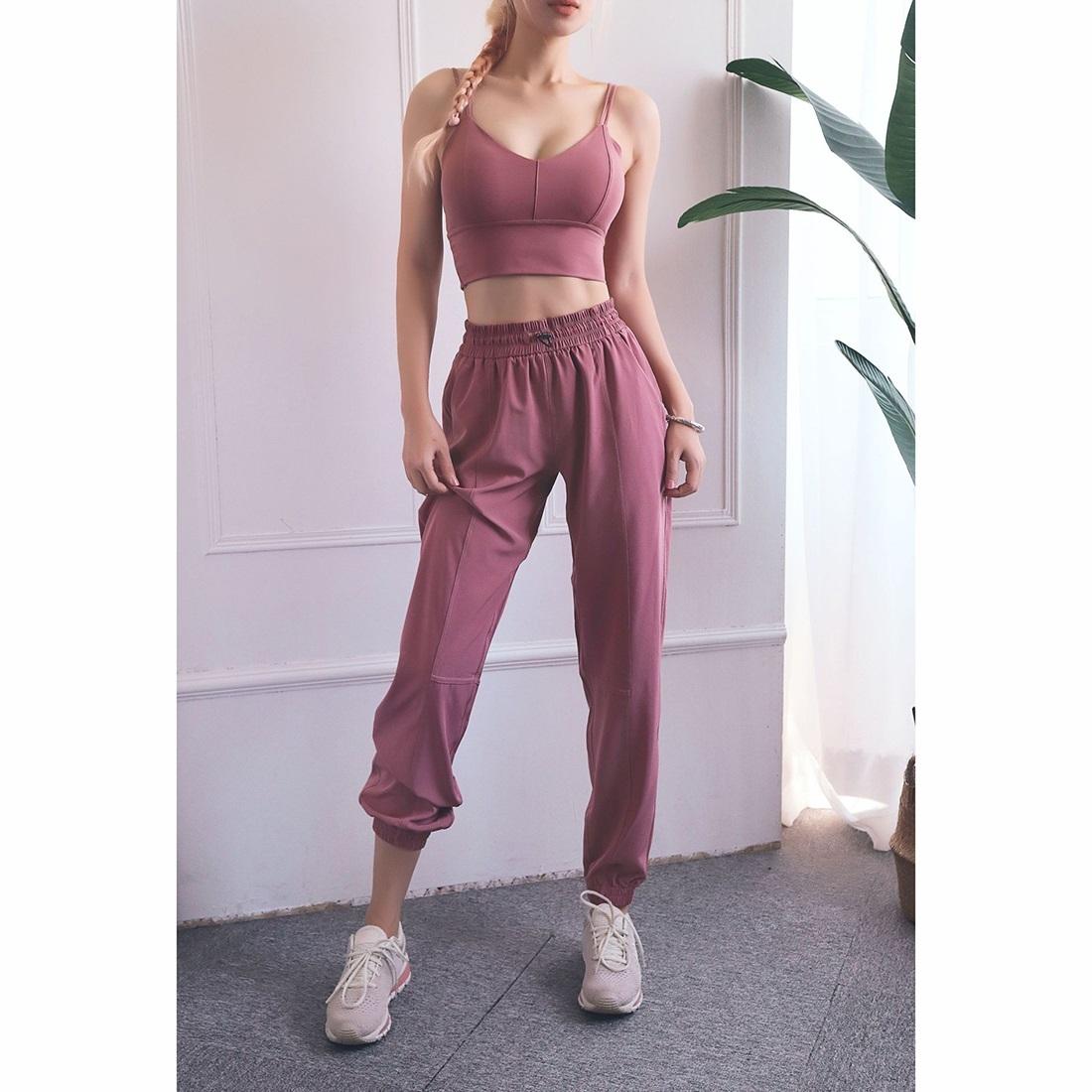 High Waist Drawstring Yoga Pants Black Size S - Water Moss Colour 13