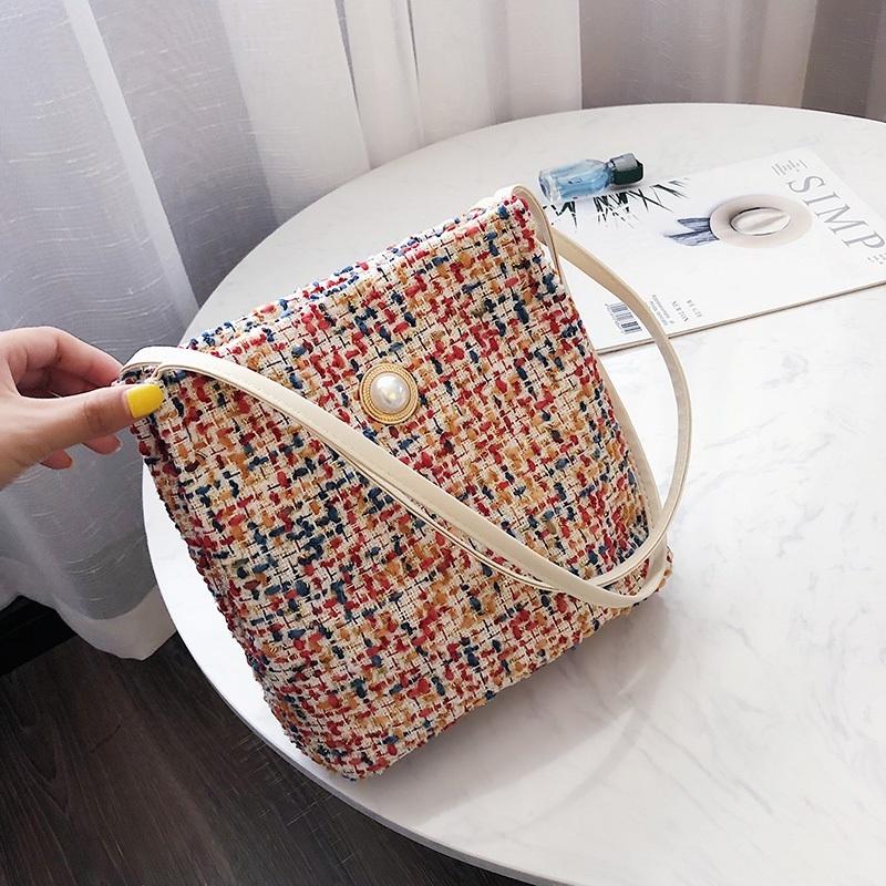 Black Woolen Knit Bucket Bag For Women - Red Onesize 13