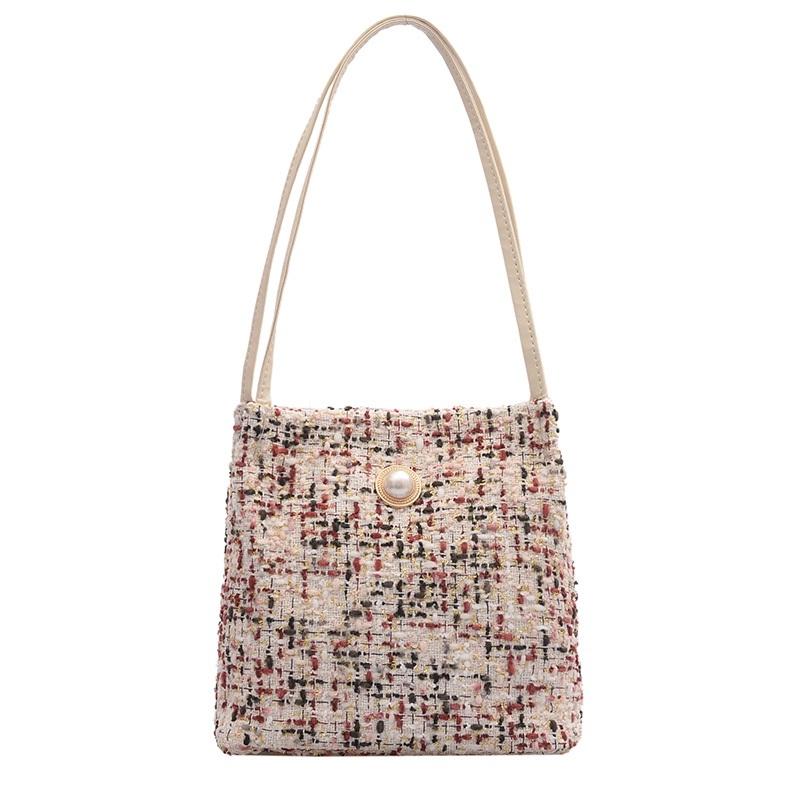 Black Woolen Knit Bucket Bag For Women - Red Onesize 15