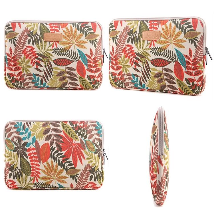 Sleeve Case Colourful Leaves Zipper Briefcase Carrying Bag - Black 11