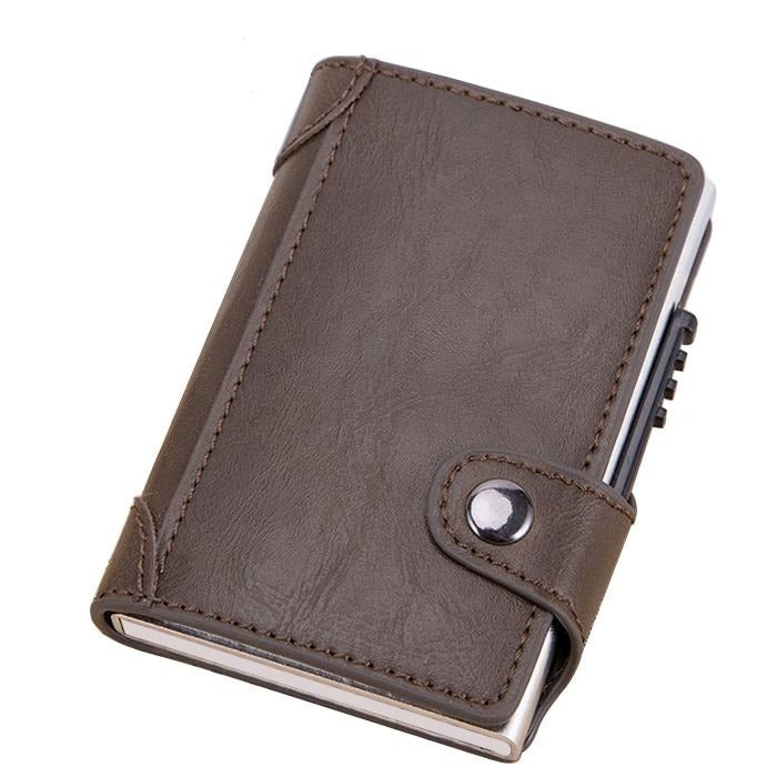 Rfid-blocking Leather Wallet with Card Slots - Carbon Fiber Black