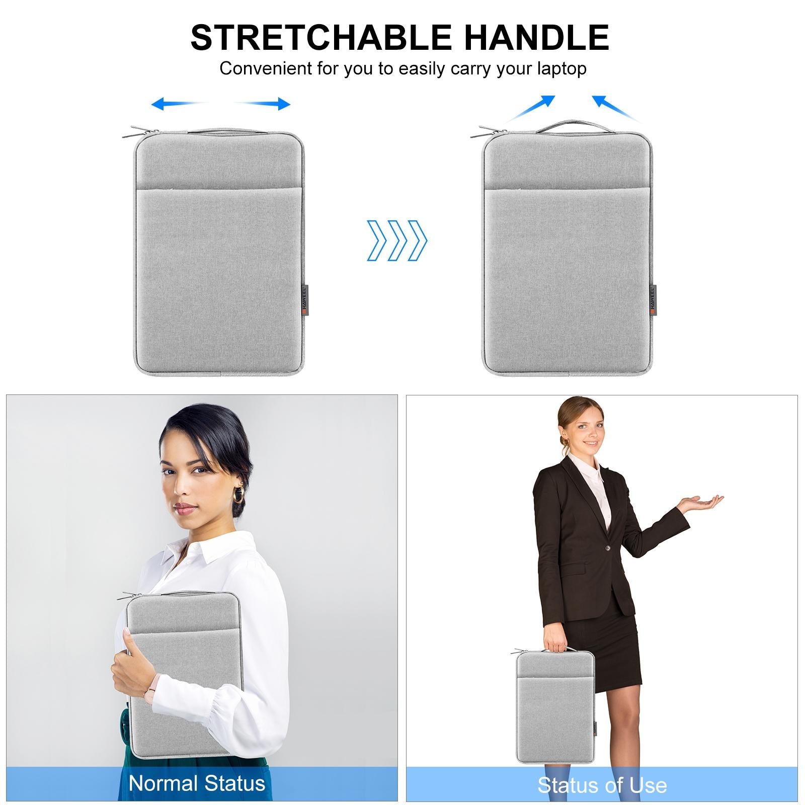 14-15 Inch Laptop Sleeve Briefcase With Zipper And Handle - Gray Blue 7