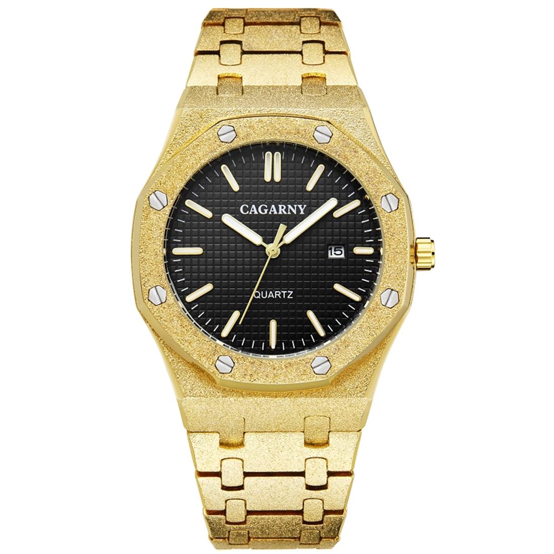 Gold Shell Black Dial Men Stainless Steel Watch with Dual Movement - Wa0335Jb