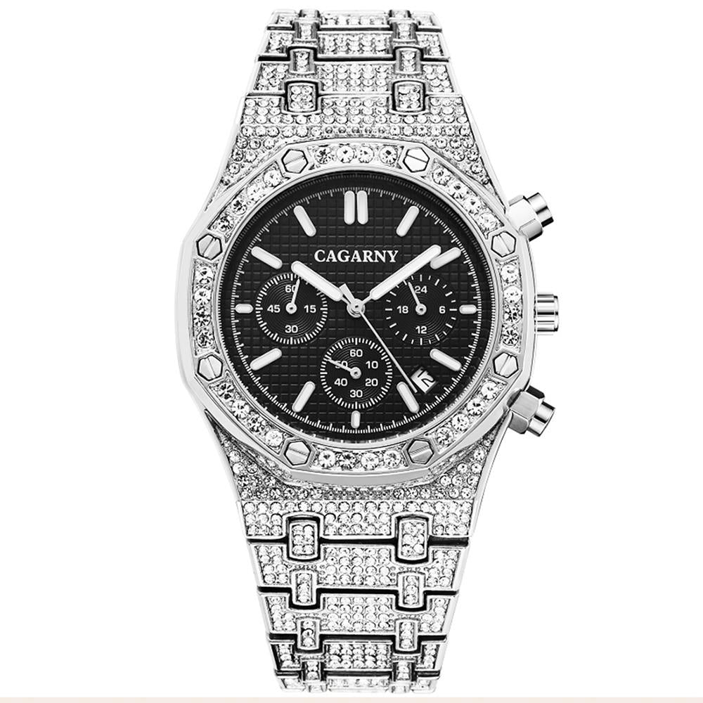 Men Stainless Steel Watch with Diamond-studded Dual Movement - Wa0334Sb 3