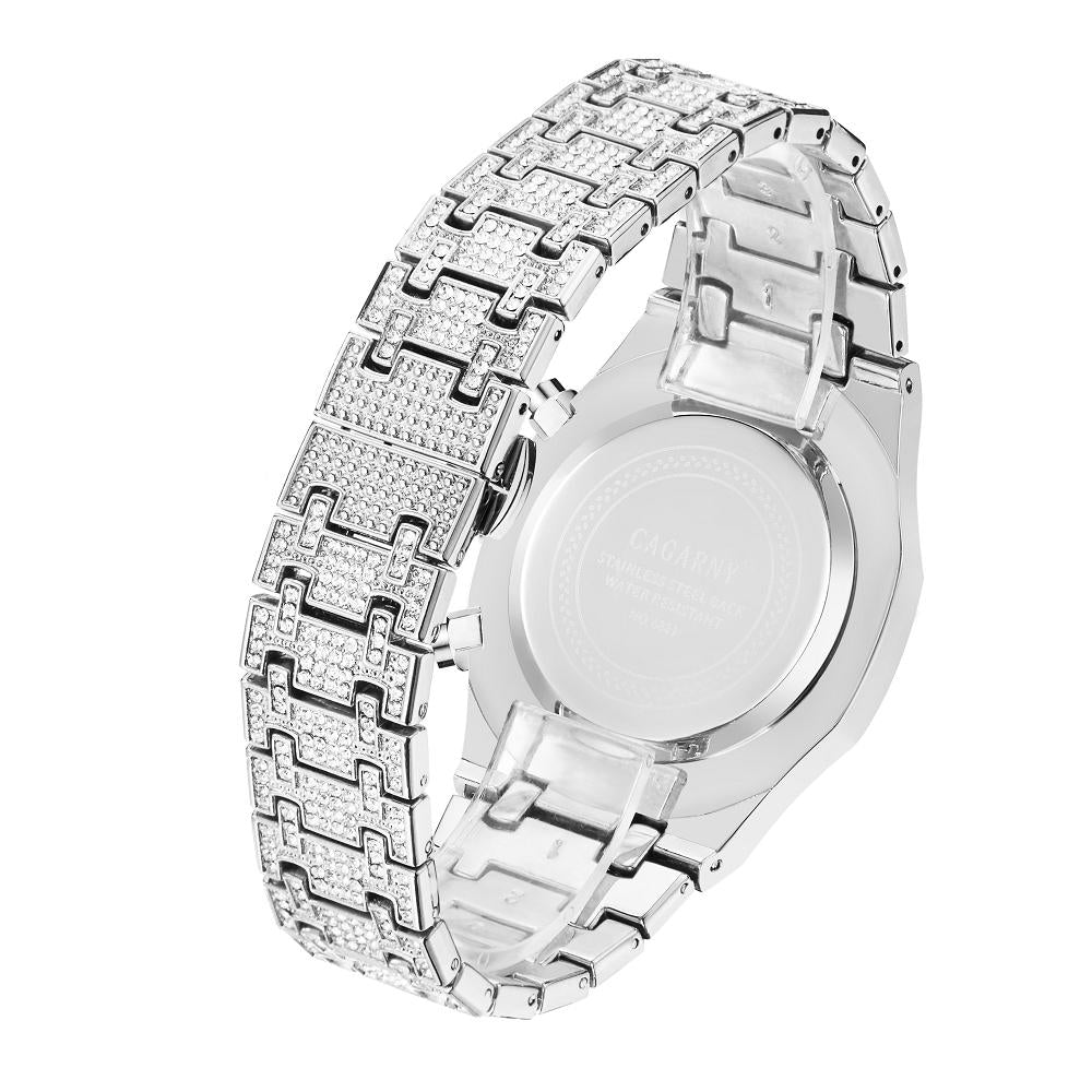 Men Stainless Steel Watch with Diamond-studded Dual Movement - Wa0334Sb 4