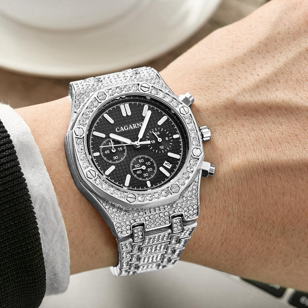 Men Stainless Steel Watch with Diamond-studded Dual Movement - Wa0334Sb 8