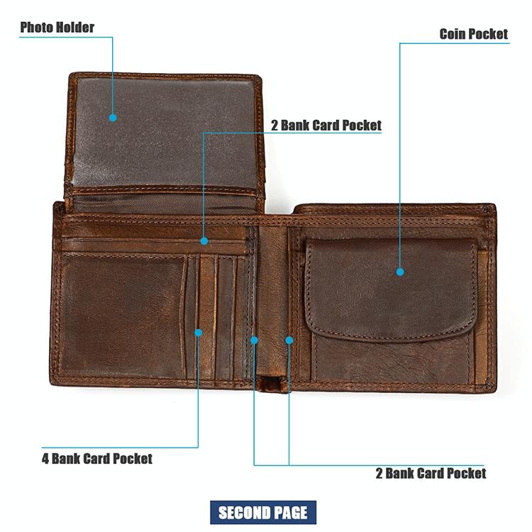 Leather Rfid Wallet with Card Slots for Men - Brown 7