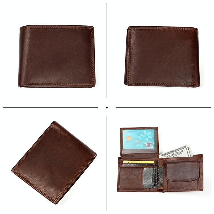 Leather Rfid Wallet with Card Slots for Men - Brown 14