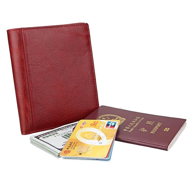 Leather Rfid Passport Wallet - Multi-function - Yellowish-Brown 13