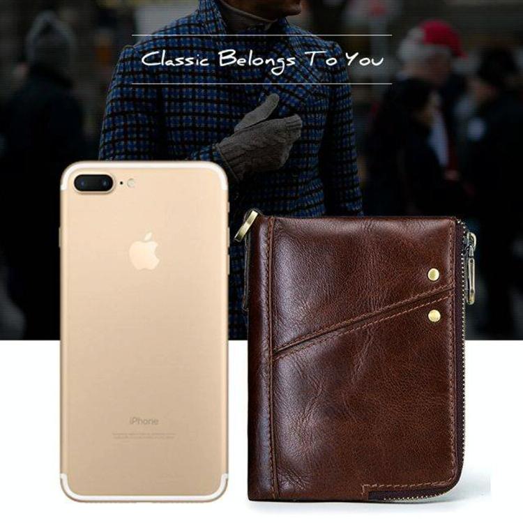 Men Leather Rfid Wallet - Antimagnetic - Yellowish-Brown 6
