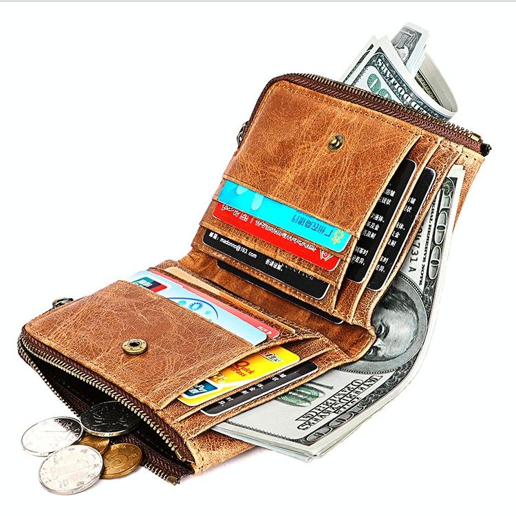 Men Leather Rfid Wallet - Antimagnetic - Yellowish-Brown 9