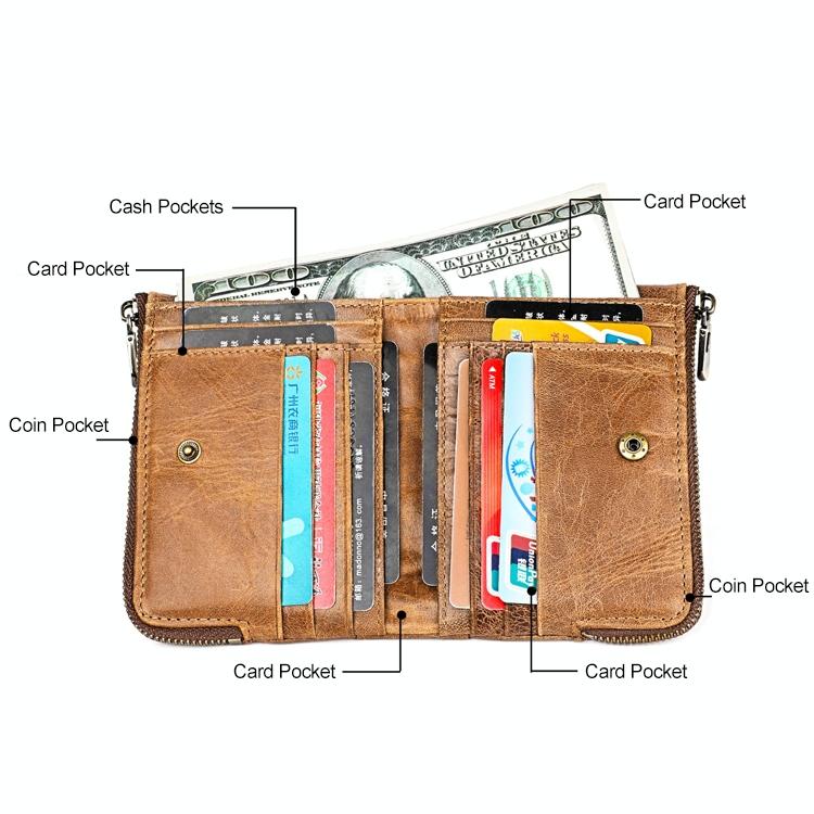 Men Leather Rfid Wallet - Antimagnetic - Yellowish-Brown 10