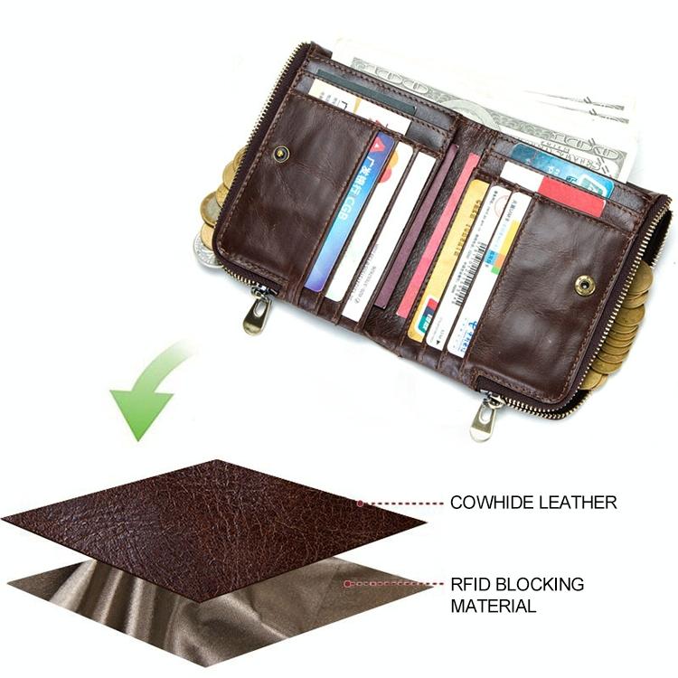 Men Leather Rfid Wallet - Antimagnetic - Yellowish-Brown 11