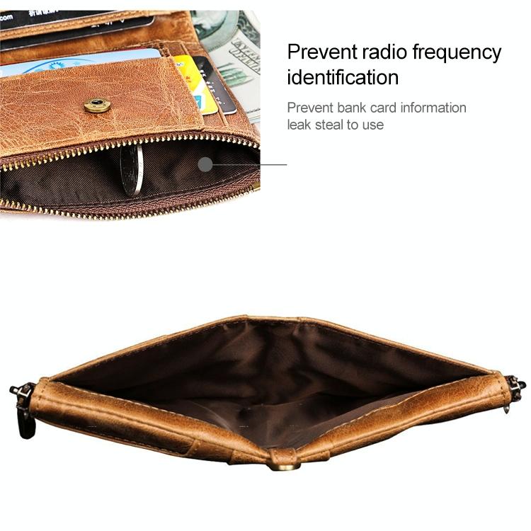 Men Leather Rfid Wallet - Antimagnetic - Yellowish-Brown 13