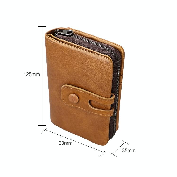 Zip Rfid Crazy Horse Leather Wallet - Brown - Yellowish-Brown 3