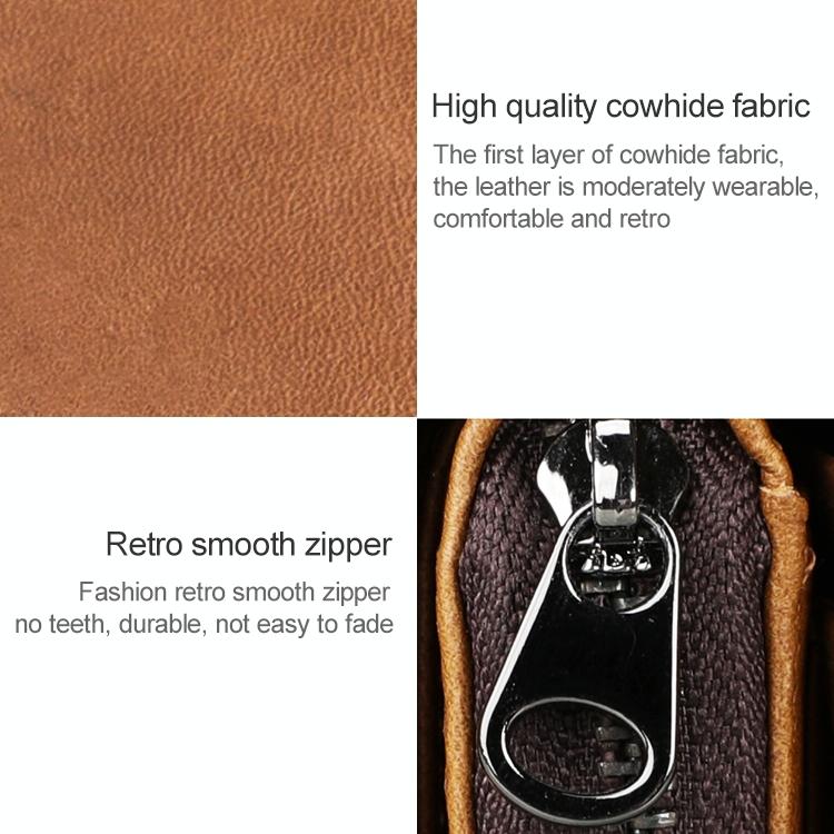 Zip Rfid Crazy Horse Leather Wallet - Brown - Yellowish-Brown 11