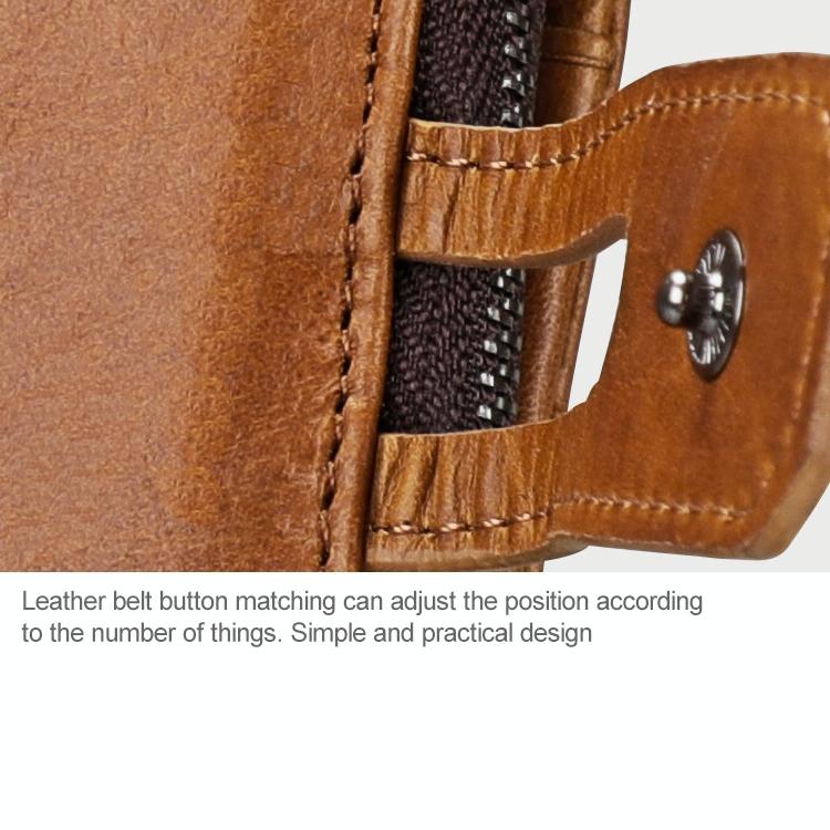 Zip Rfid Crazy Horse Leather Wallet - Brown - Yellowish-Brown 12