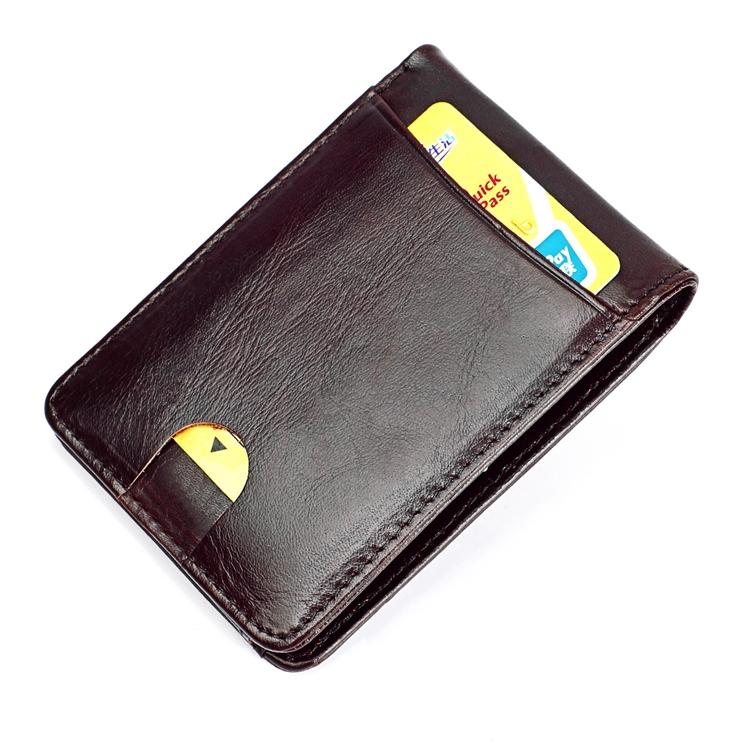 Leather Rfid Billfold Wallet - Mini Size - Yellowish-Brown 11