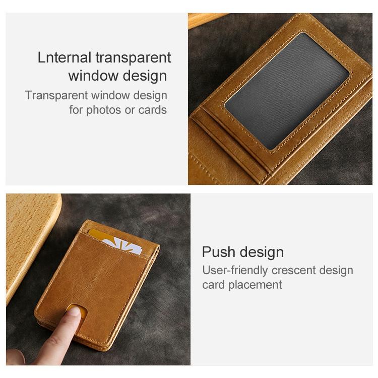 Leather Rfid Billfold Wallet - Mini Size - Yellowish-Brown 14