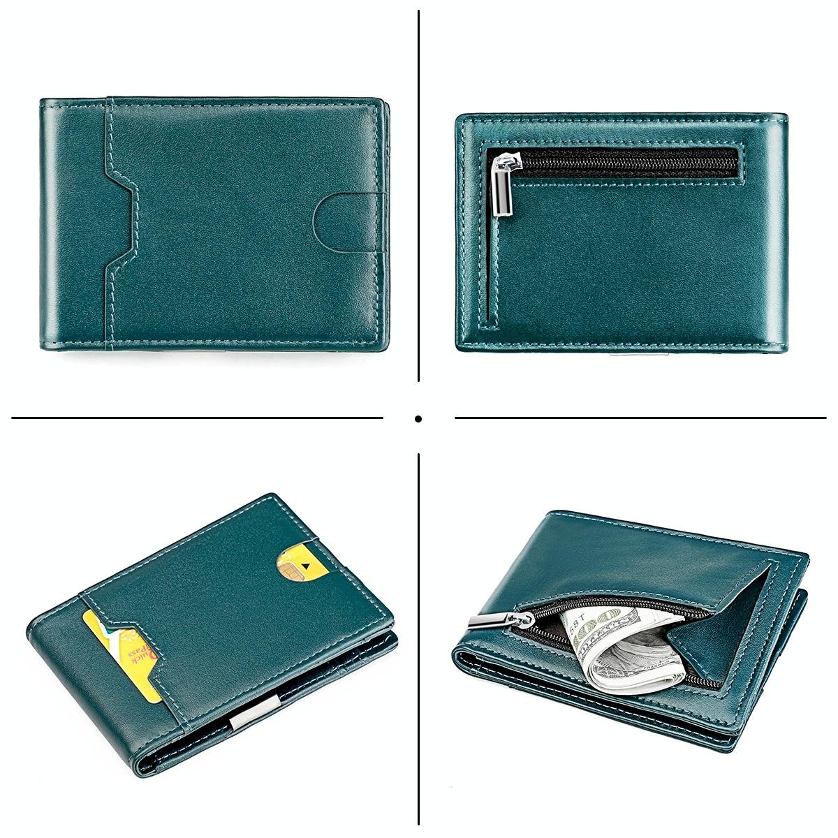 Leather Rfid Wallet - Ultra Thin - Blue 13
