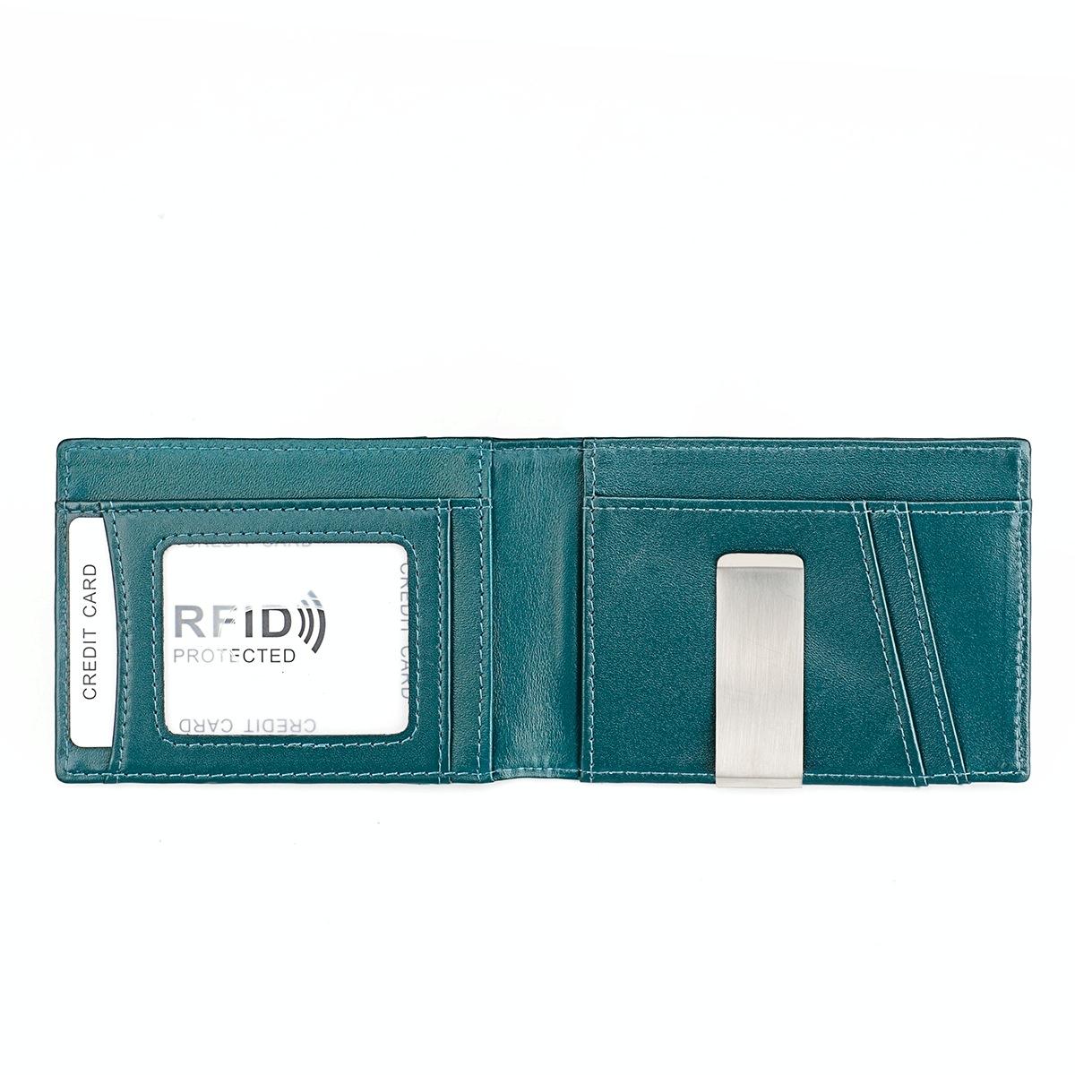 Leather Rfid Wallet - Ultra Thin - Blue 14