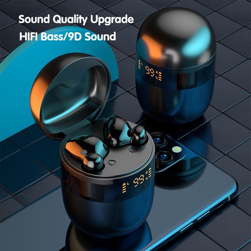 Wireless Bluetooth Earphones with Led Display and Hifi Sound for Sports - Red 7