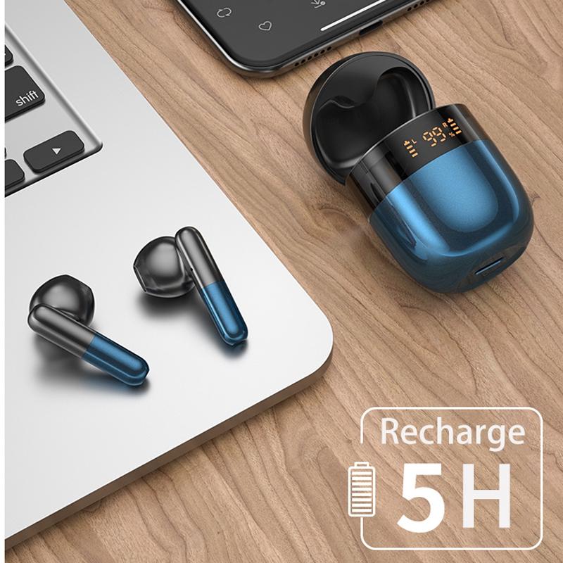 Wireless Bluetooth Earphones with Led Display and Hifi Sound for Sports - Red 8