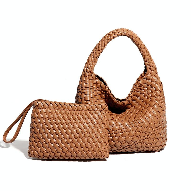 Apricot Hand Woven 2-in-1 Shoulder Bag - Apricot Colour 13