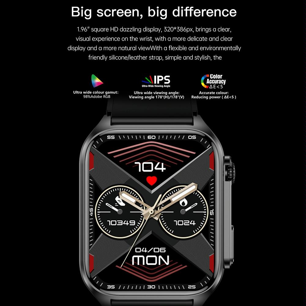 1.96 Inch Ip67 Waterproof Silicone Band Smart Watch Supports Ecg / Remote Families Care / Bluetooth Call / Body Temperature Monitoring - Blue 5