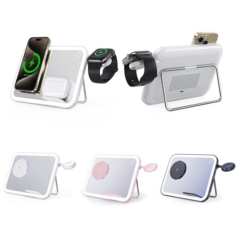 15W 3 In 1 Magnetic Led Makeup Mirror Charger - Black 3