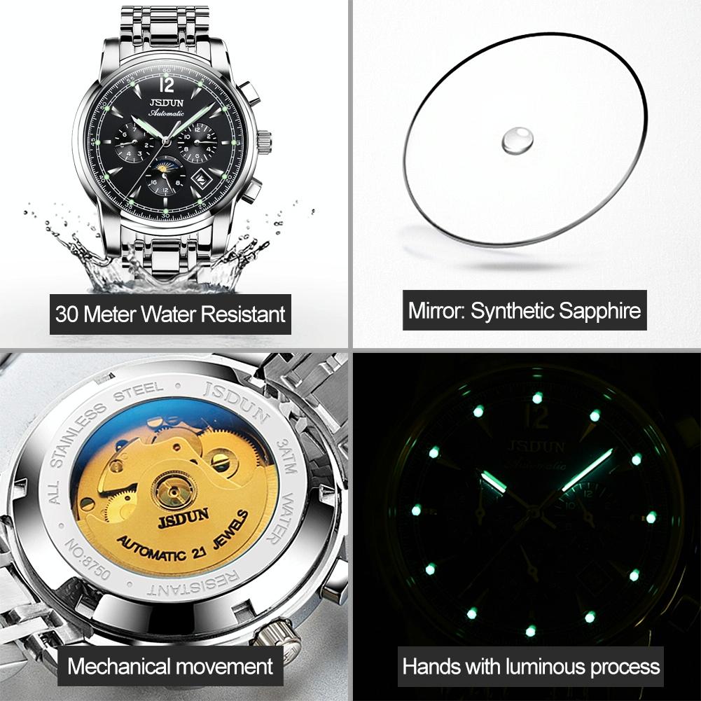 Waterproof Luminous Mechanical Watch for Men - 8750 - Silver White 8
