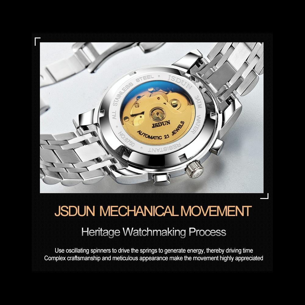 Waterproof Luminous Mechanical Watch for Men - 8750 - Silver White 10