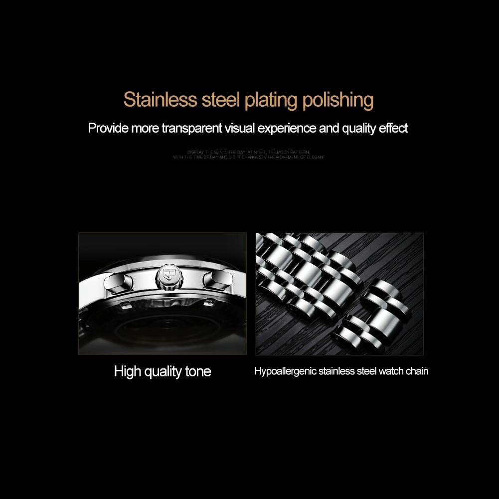 Waterproof Luminous Mechanical Watch for Men - 8750 - Silver White 12