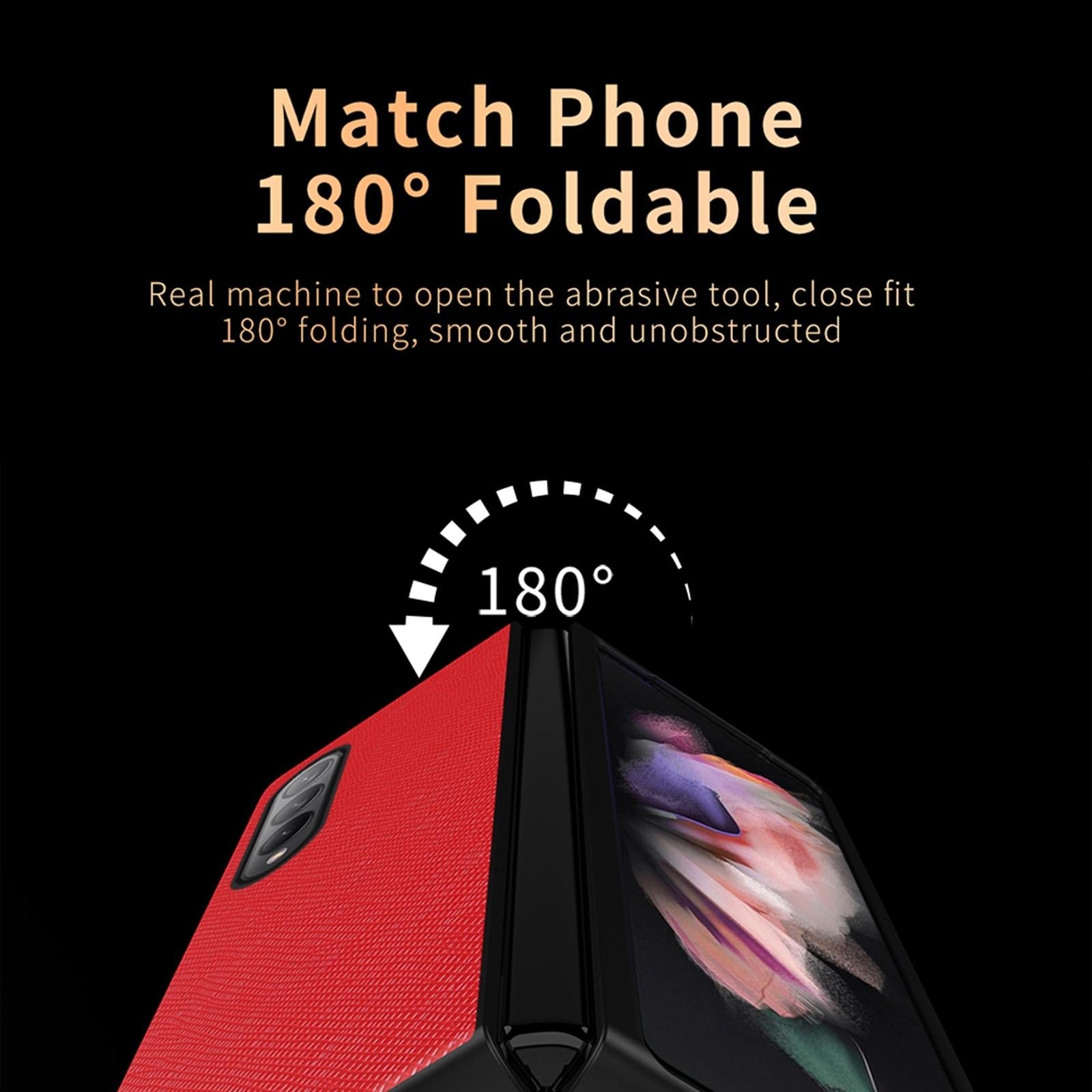 For Samsung Galaxy Z Fold4 5G Foldable Cross Pattern Phone Case - Foldable Design - Red 7