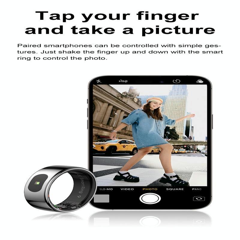 Smart Ring Heart Rate Blood Oxygen Sleep Sports Size 12 - Silver 8