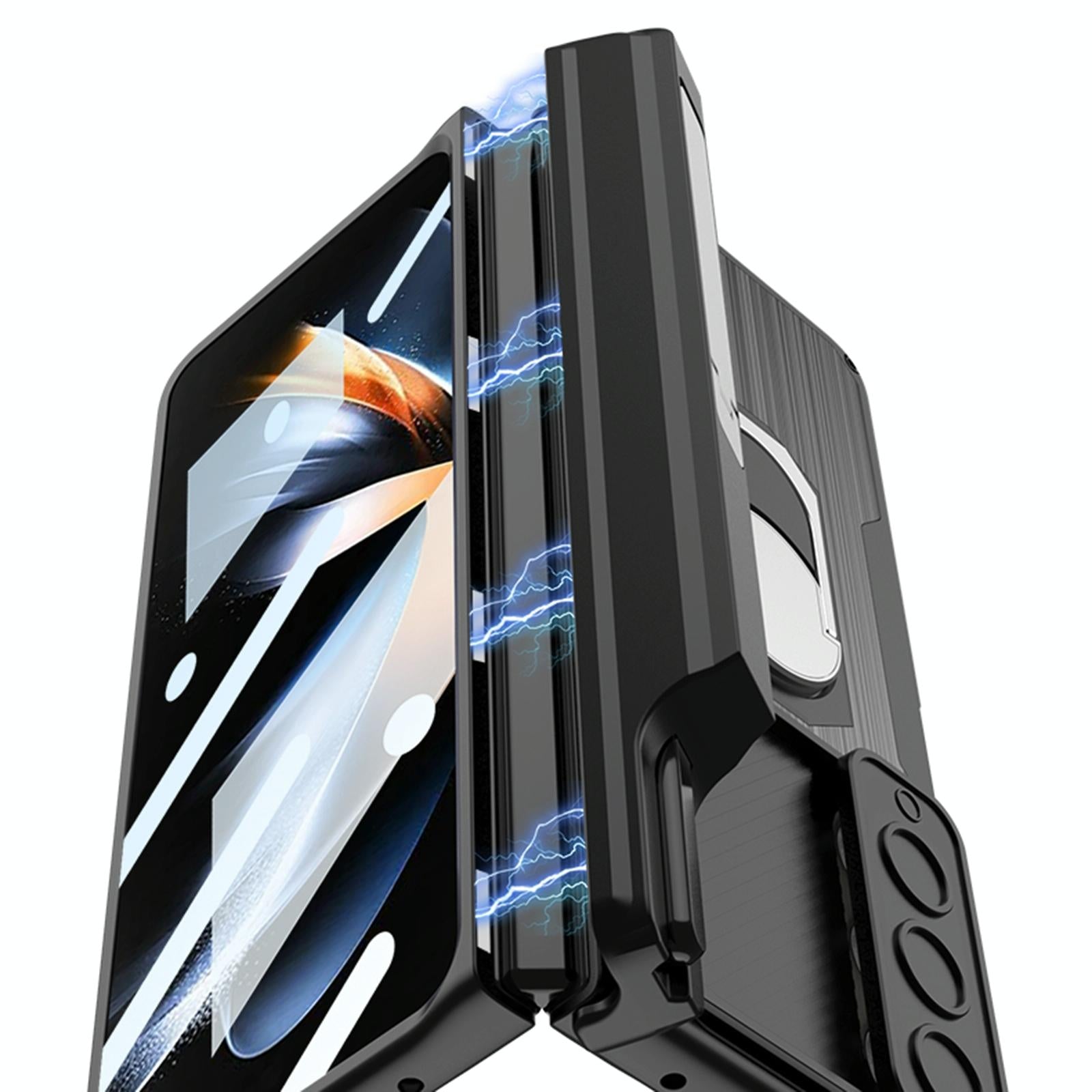 For Samsung Galaxy Z Fold4 5G Magnetic Armor Phone Case - Full Coverage - Litchi Texture 5
