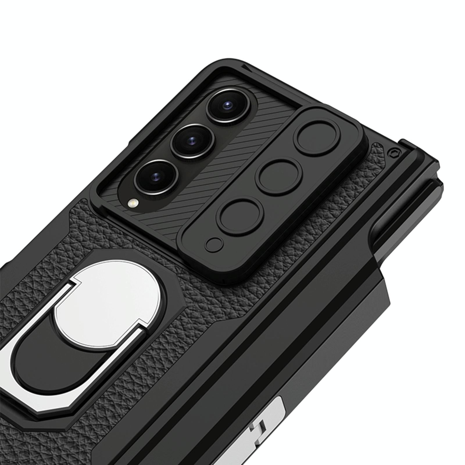 For Samsung Galaxy Z Fold4 5G Magnetic Armor Phone Case - Full Coverage - Litchi Texture 6