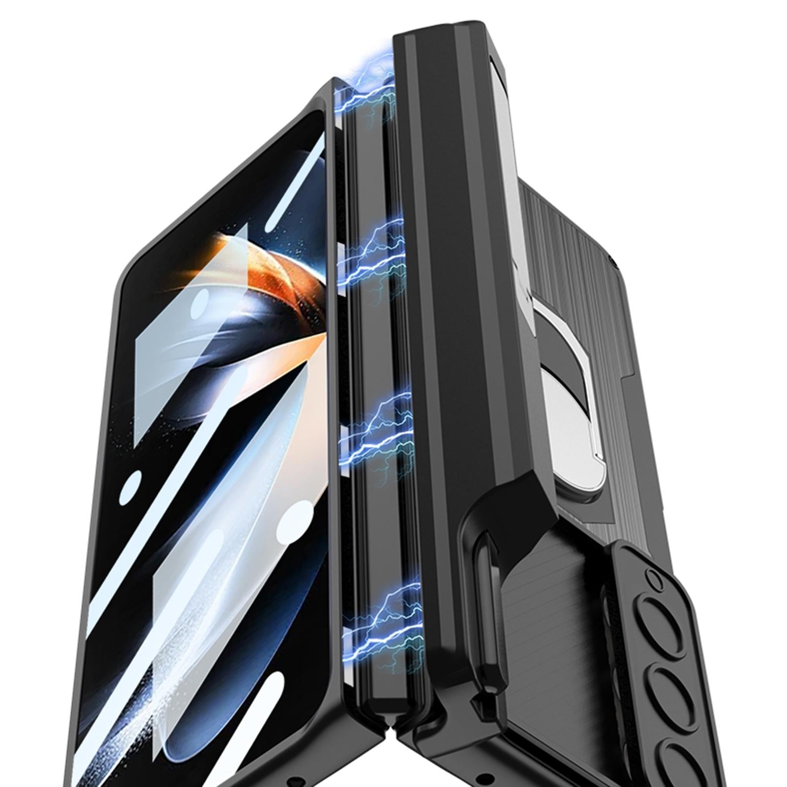For Samsung Galaxy Z Fold4 5G Magnetic Armor Phone Case - Full Coverage - Litchi Texture 12