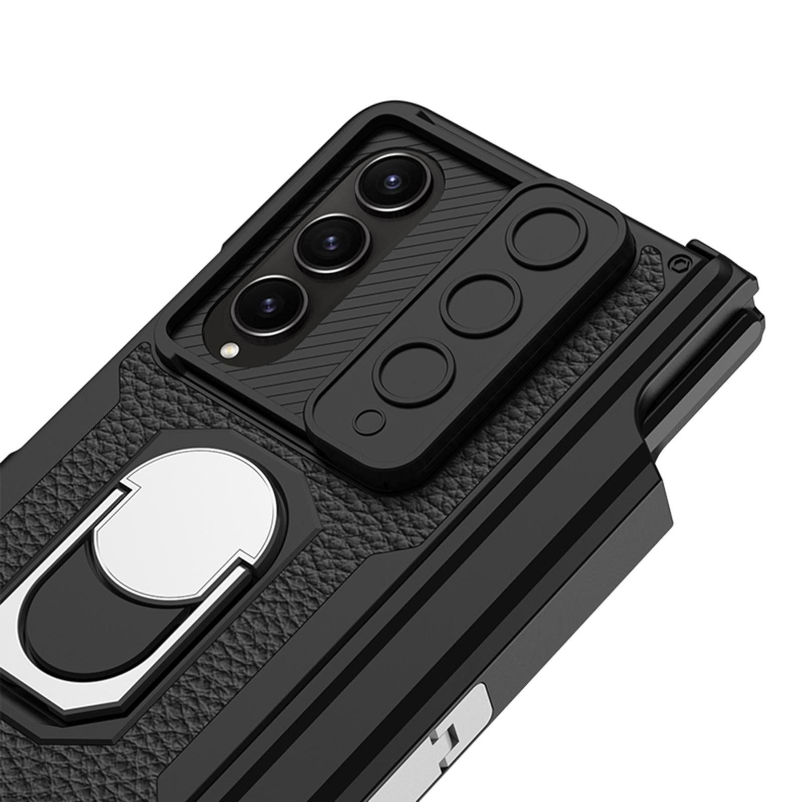 For Samsung Galaxy Z Fold4 5G Magnetic Armor Phone Case - Full Coverage - Litchi Texture 13