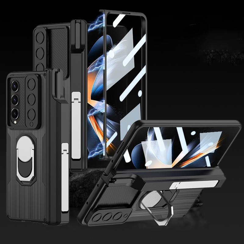 For Samsung Galaxy Z Fold4 5G Magnetic Armor Phone Case - Full Coverage - Litchi Texture 15