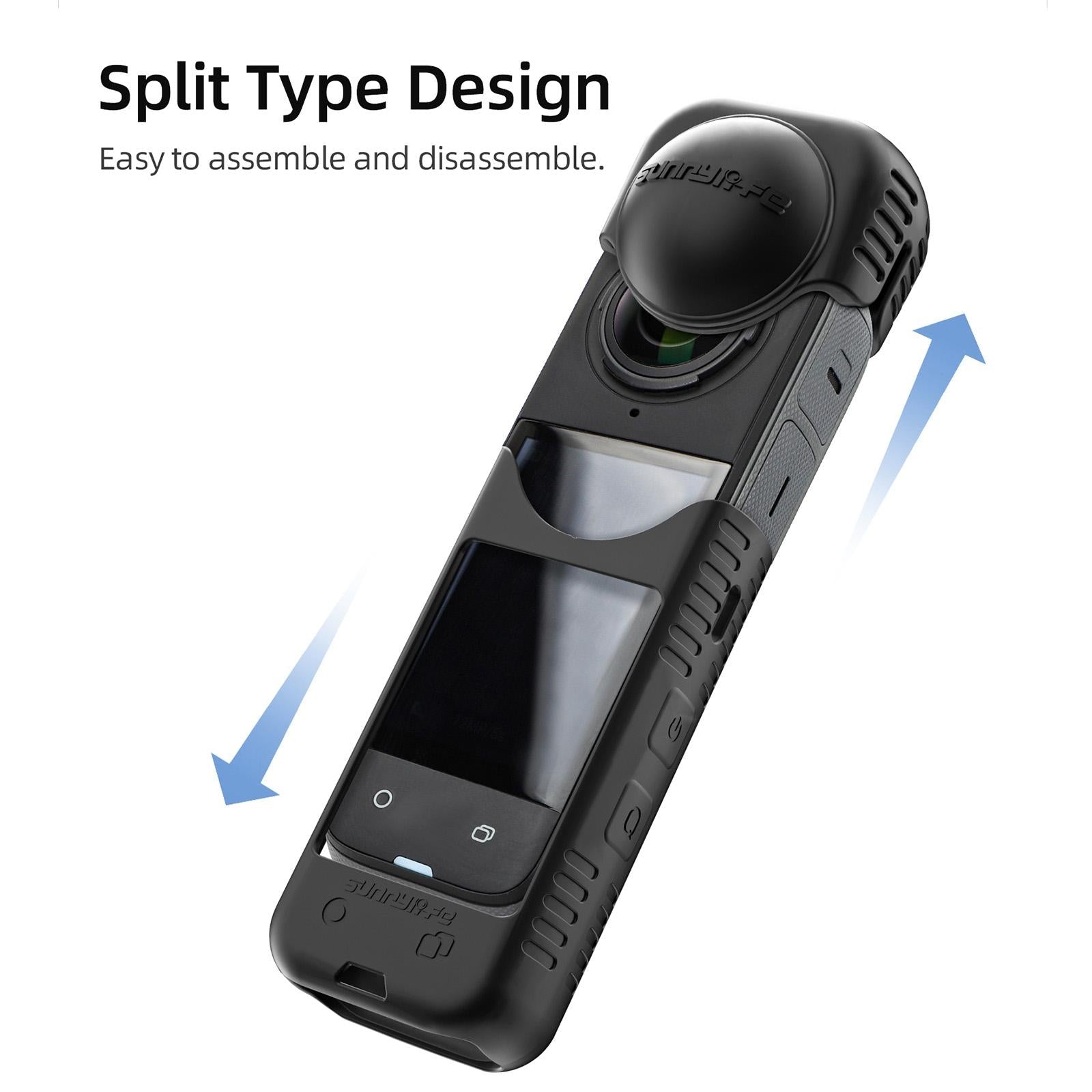 Silicone Shockproof Case and Lens Cover for Insta360 X4 by Sunnylife - Transparent - Lens Cover 4