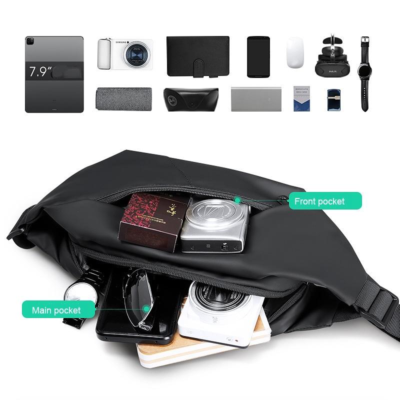 Men Casual Sports Chest Bag Lightweight Shoulder Bag - Elegant Black 7999 5