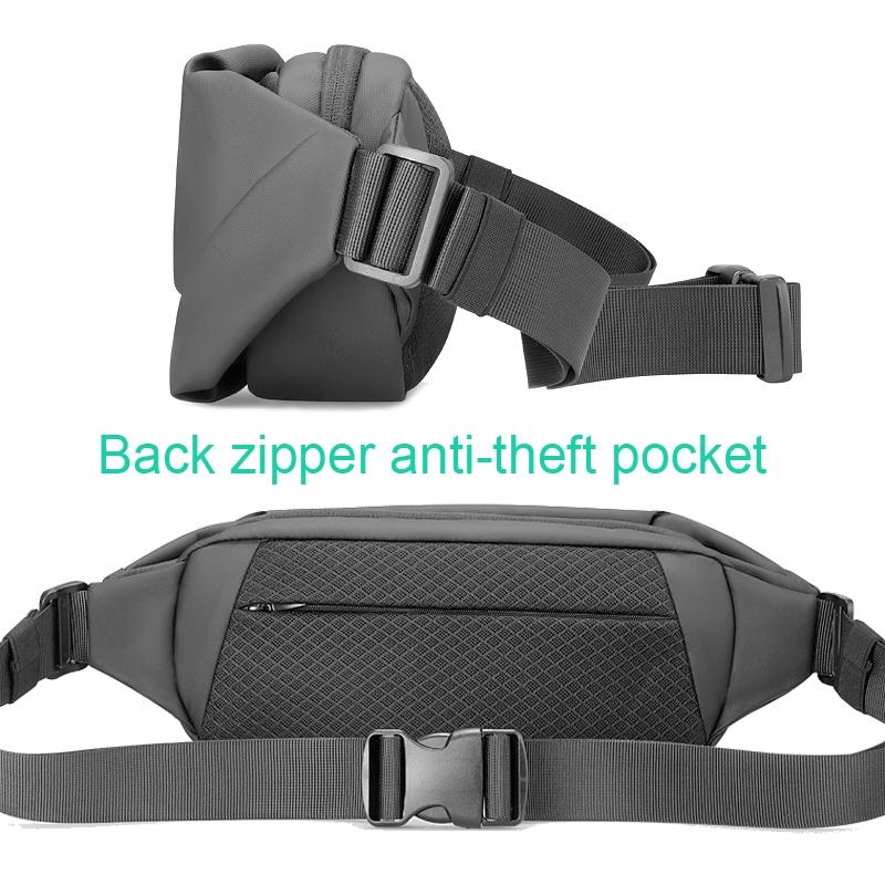 Men Casual Sports Chest Bag Lightweight Shoulder Bag - Elegant Black 7999 12