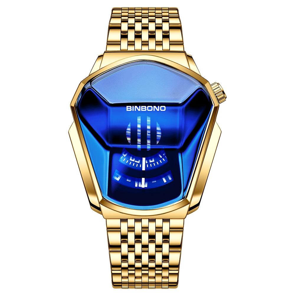 Black Steel Belt Men Watch with Live Technology - Black Stee Blue Face