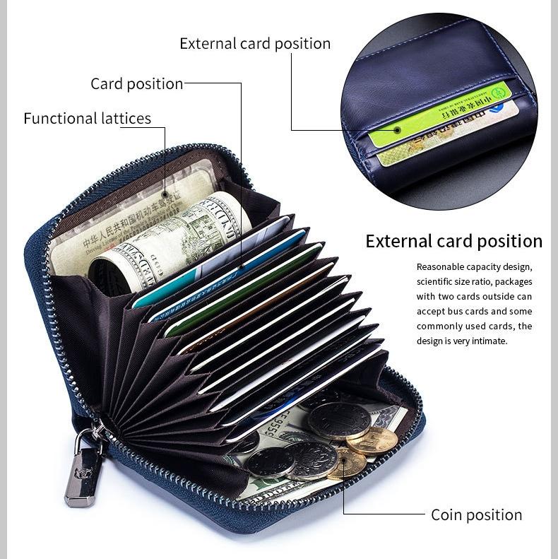 Men'S Leather Card Holder Casual Driver License Wallet - Dark Blue 3