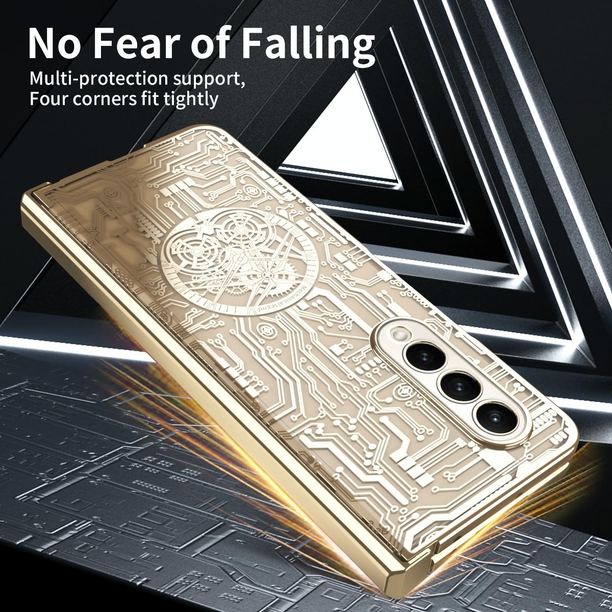 For Samsung Galaxy Z Fold4 5G Foldable Electroplated Phone Case - Mechanical Legend 4. - Silver 9