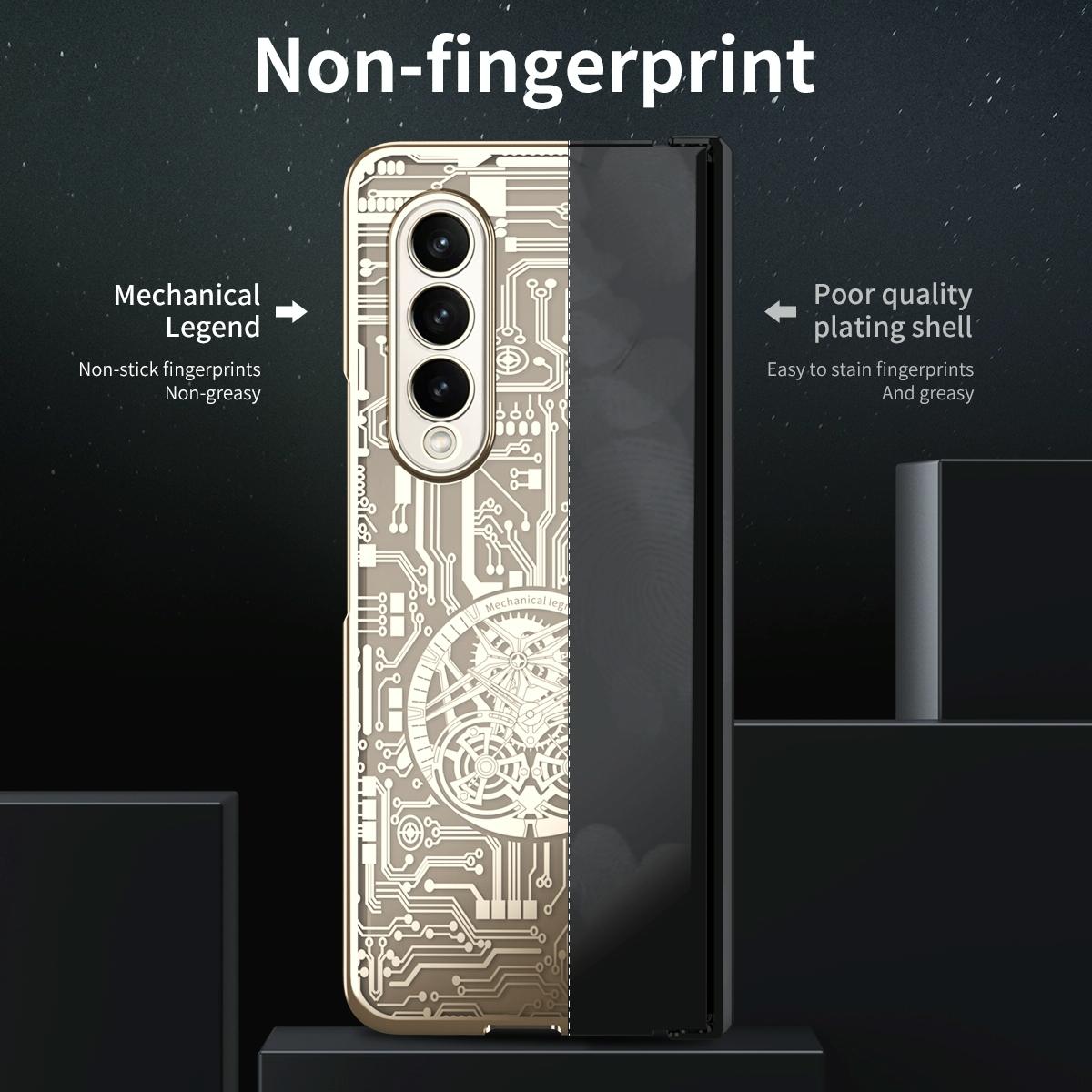 For Samsung Galaxy Z Fold4 5G Foldable Electroplated Phone Case - Mechanical Legend 4. - Silver 10