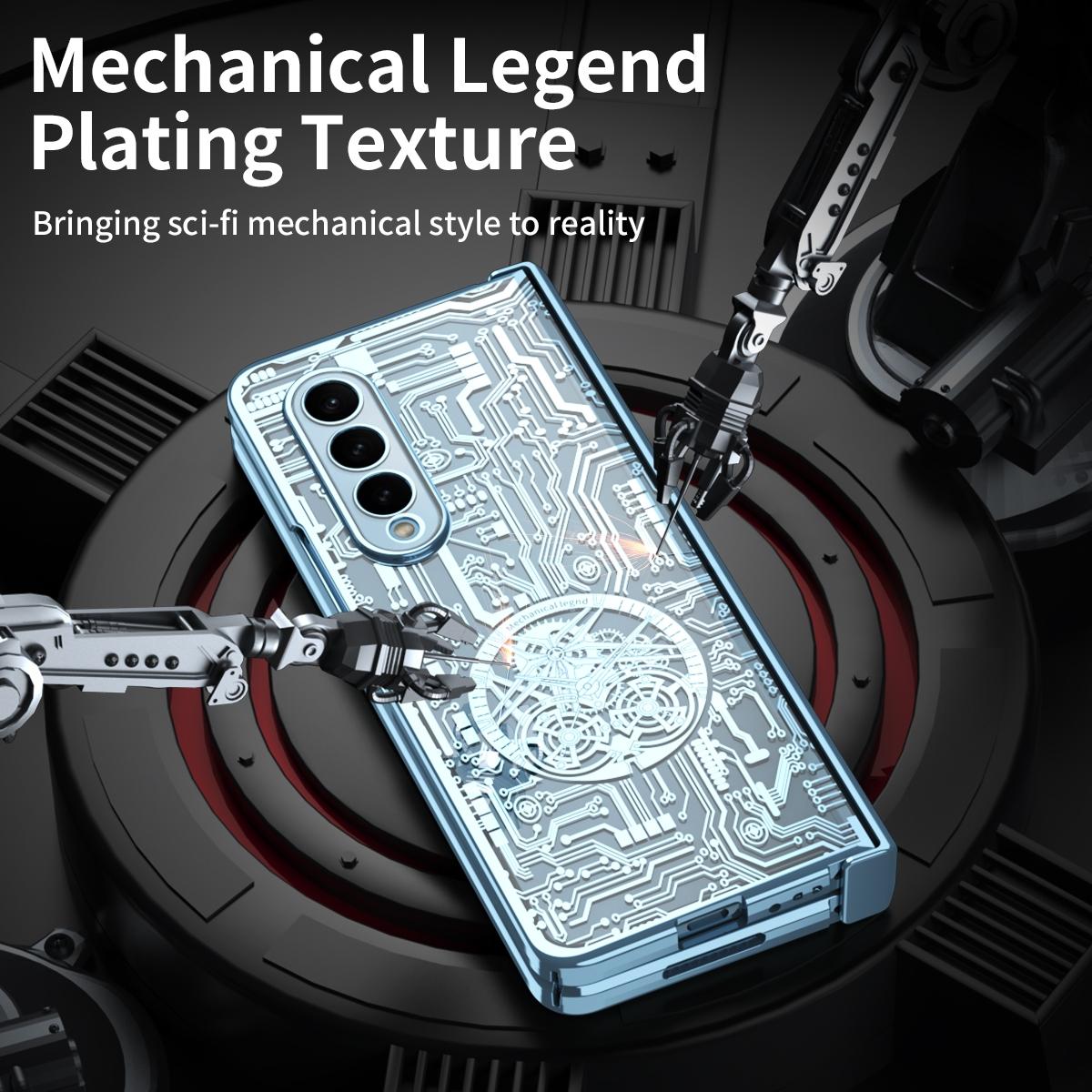 For Samsung Galaxy Z Fold4 5G Foldable Electroplated Phone Case - Mechanical Legend 4. - Silver 13