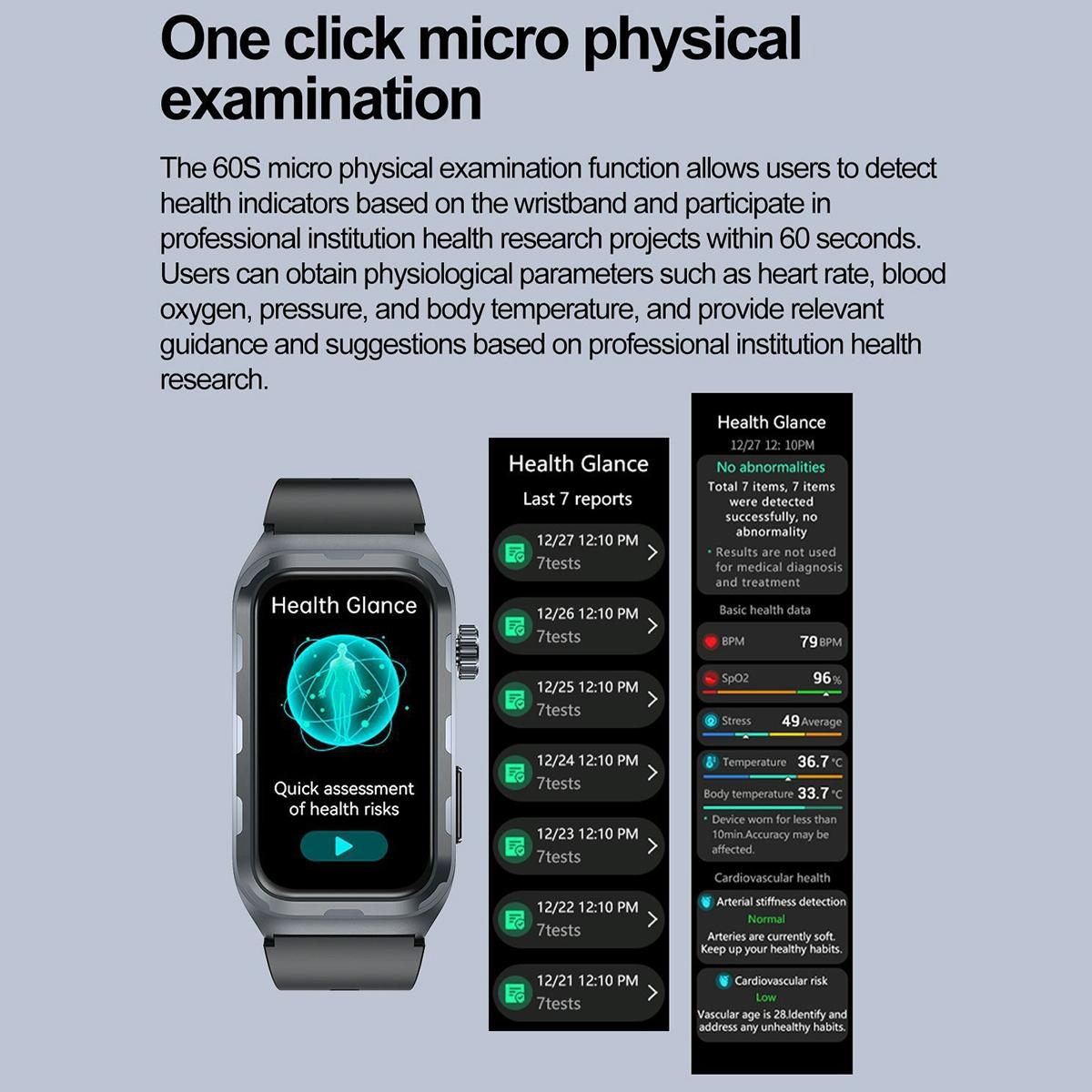Waterproof Ecg Smart Watch For Health Monitoring - Ip68 - Blue 6