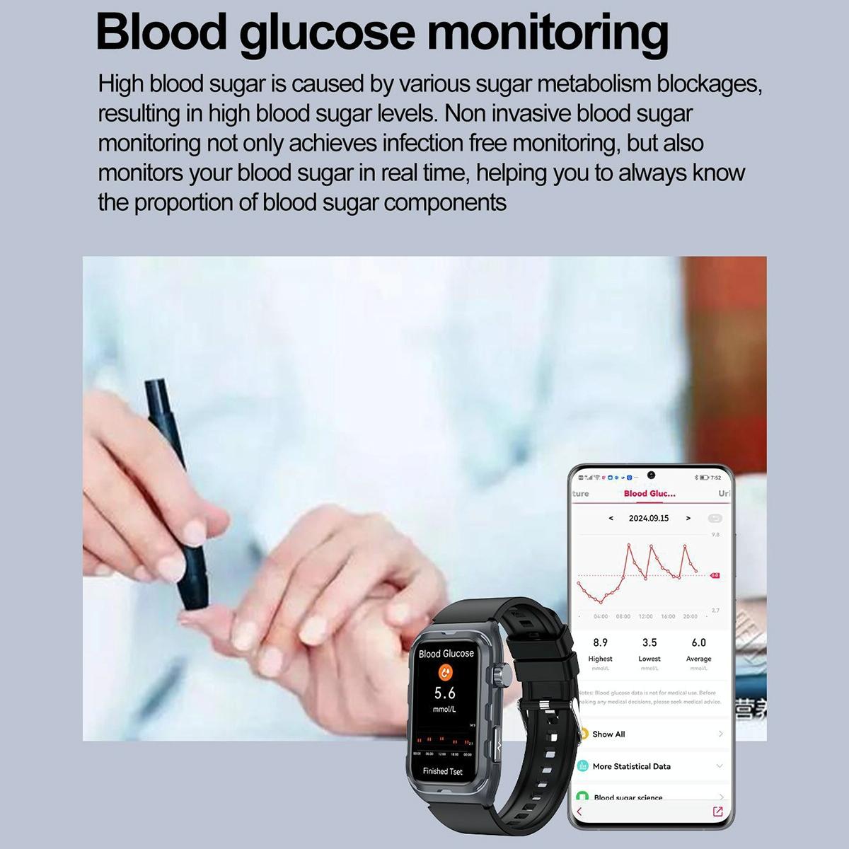Waterproof Ecg Smart Watch For Health Monitoring - Ip68 - Blue 11